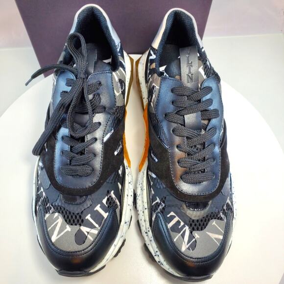 NWT$900 VALENTINO Men Bounce Camouflage Leather Mesh Black Sneakers Sz 42 (US 9) - Picture 13 of 16